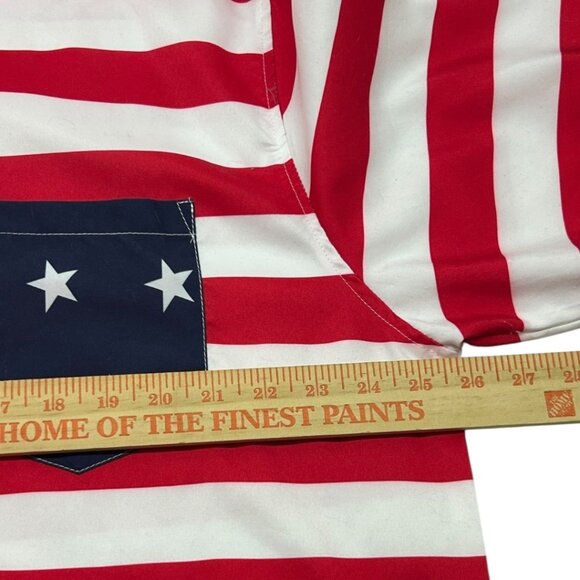 Six Islands USA Flag Button-Up Short Sleeve Shirt Red White‎ & Blue Size Large - Picture 6 of 7